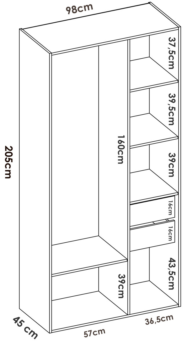 Imagen de CABEZAL + 2 MESITAS DE 2 CAJONES+ ARMARIO VESTIDOR