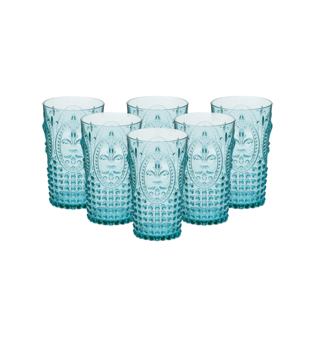 Imagen de Pack 6 unidades de vasos 750 ML Bastilipo Modelo Flor de Lis Azul hielo