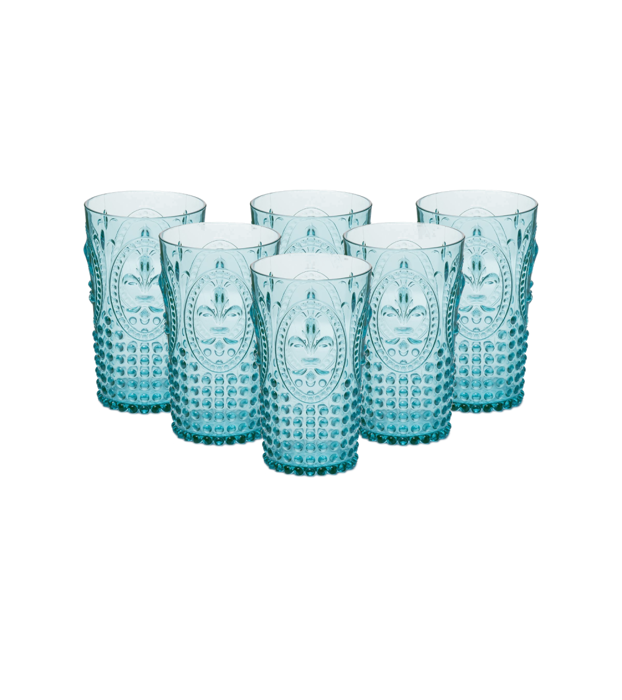 Imagen de Pack 6 unidades de vasos 750 ML Bastilipo Modelo Flor de Lis Azul hielo